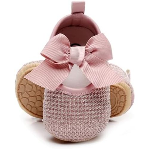 HONGTEYA Infant Baby Girls Mary Jane Flats Non Slip for Toddler First Walkers Soft Sole PU Leather Crib Shoes Sneaker Wedding Party Christmas Princess Dress Shoes Baby Moccasins Girls