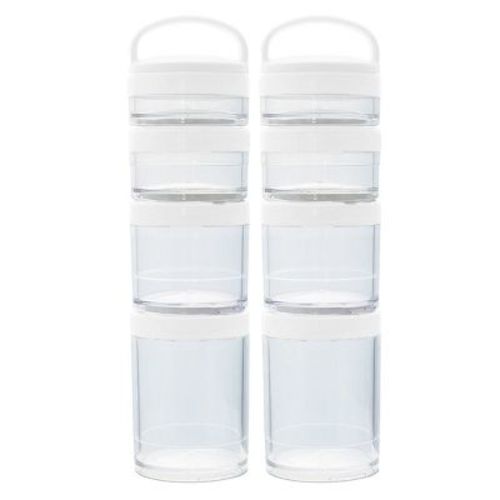 Link Portable Stackable Food Leak Proof Storage Containers Great For Snacks, Formula, Powders Portion Control Airtight - 2 Set Bundle - White