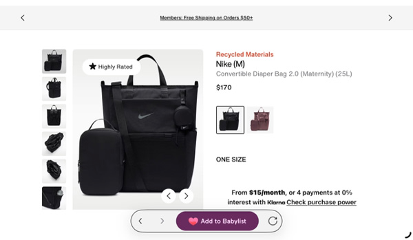 Nike (M) Convertible Diaper Bag 2.0 (Maternity) (25L). Nike.com