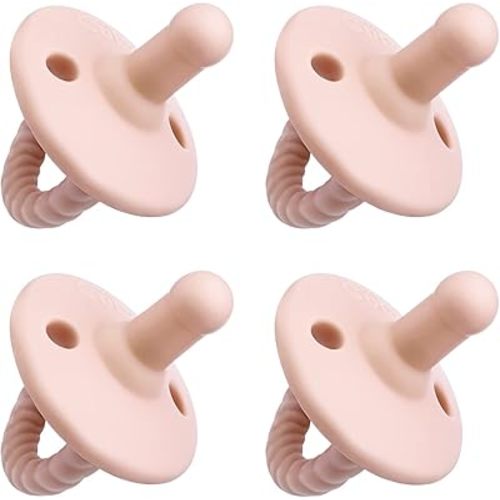 Pacifier Soother Baby 4 Pack of Pacifiers Newborn Teething 100% Food Grade Soft Silicone Certified BPA Free by Comfy Cubs 0–6 Months