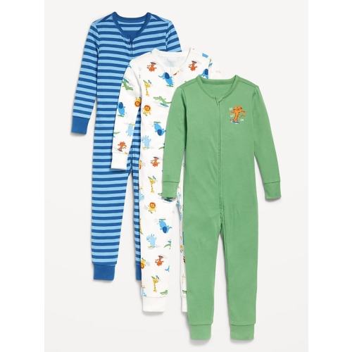 Snug-Fit 2-Way-Zip Pajama One-Piece 3-Pack for Toddler & Baby