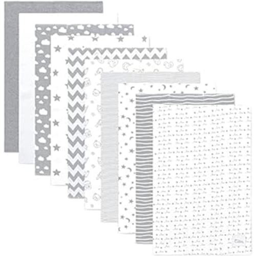 Comfy Cubs Burp Cloths 10 Pack Large 100% Cotton Washcloths Double Layered Absorbent Burping Cloth Extra Absorbent Baby Burp Cloth Extra Soft for Boys and Girls (Grey Pattern, Pack of 10)