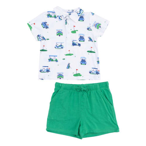 Polo Shirt & Short Set, Vintage Golf Carts