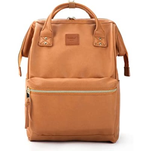Kah&Kee Faux-Leather Backpack Diaper Bag with Laptop Compartment Travel School for Women Man