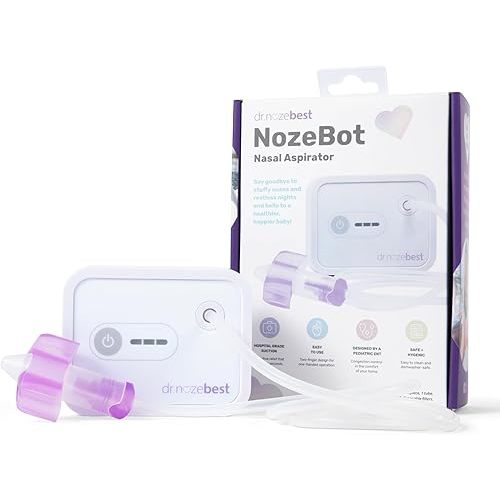Dr. Noze Best - NozeBot | Electric Baby Nasal Aspirator | Hospital Grade Suction | Nose Sucker and Nasal Vacuum | Safe for Infants and Toddlers (Mild to Severe Congestion - The Original NozeBot)