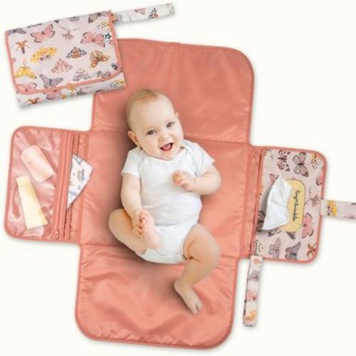 Tiny Twinkle Portable/Foldable Waterproof Diaper Changing Pad with Smart Wipes Pocket (Flutter)