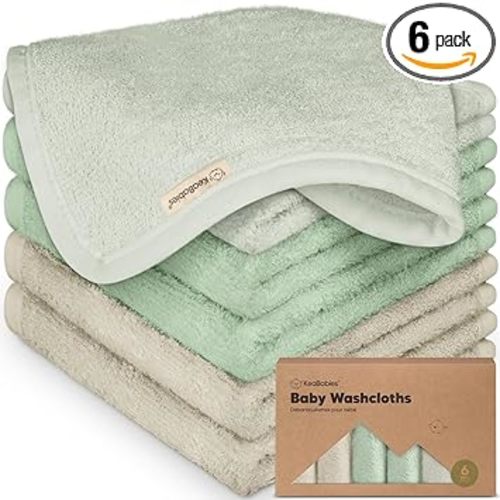 6-Pack Baby Washcloths – Soft Absorbent Viscose from Bamboo Washcloths for Face, Body, Baby Towels for Newborn, Kids, Toddlers, Infant, Gentle on Sensitive Skin, 10x10 Reusable Face Towels (Hills)