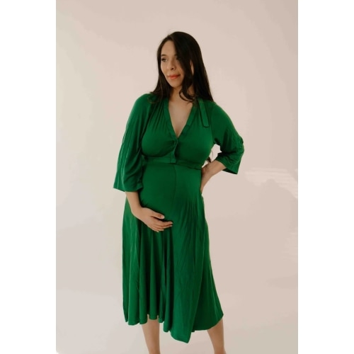 Lila Labor & Postpartum Gown in Emerald