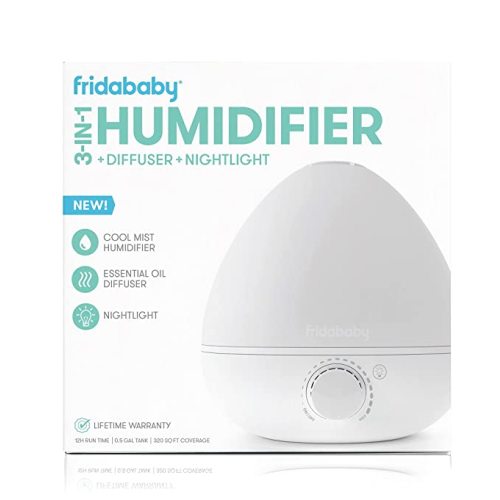 Frida Baby Fridababy 3-in-1 Humidifier with Diffuser and Nightlight, White 1 Count (Pack of 1)