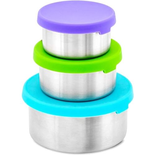 WeeSprout 18/8 Stainless Steel Food Storage Containers - Set of 3 Metal Food Storage Containers (150 ml, 200 ml, 400 ml), Leakproof Silicone Lids, Durable, for Lunch Box, Snacks & Leftovers