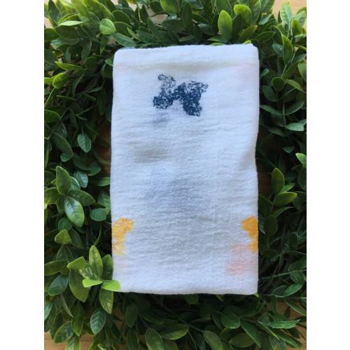 Michigan - Mini Blanket - Swaddle Blanket - Lovey - Cotton - Hand Stamped - Vintage Inspired - Navy/Yellow