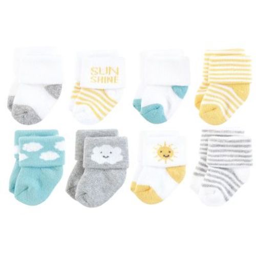 0-6 months Hudson Baby Infant Boy Cotton Rich Newborn and Terry Socks, Sunshine And Clouds