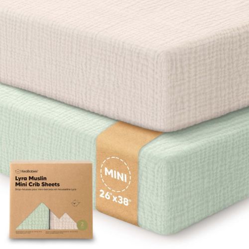 KeaBabies Lyra Muslin Mini Crib Sheets for Boys, Girls, 2-Pack Soft Organic Cotton Pack and Play Sheets Fitted, 38x26 (Sage)