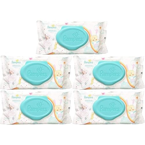 Pampers Wipes Sensitive - 56 ct, Pack of 5