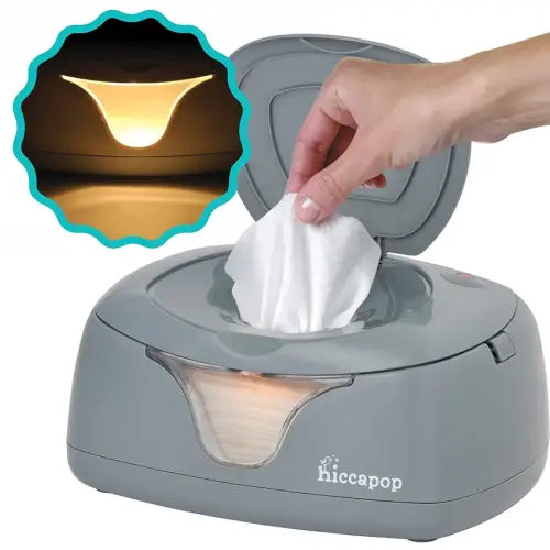 hiccapop Baby Wipe Warmer and Baby Wet Wipes Dispenser | Baby Wipes Warmer for Babies | Diaper Wipe Warmer with Changing Light