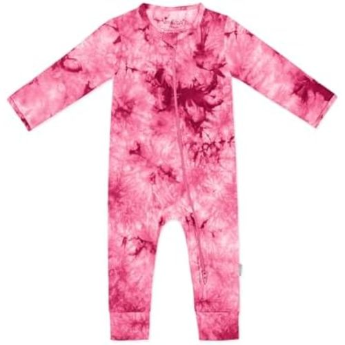 Jimonda Baby Girls Boys Footless Pajamas,Rayon From Bamboo Pjs 2 Way Zipper Long Sleeve Soft Sleeper,Infant Tie-dye Romper