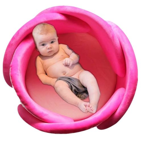 Baby Bath Lotus Cushion Sink Bather Petal Newborn Bathtub Mat Bathing Tub Seat Support Lounger Flower Bathing Pad Non-Slip Safety Sink Insert Tub Hot Pink