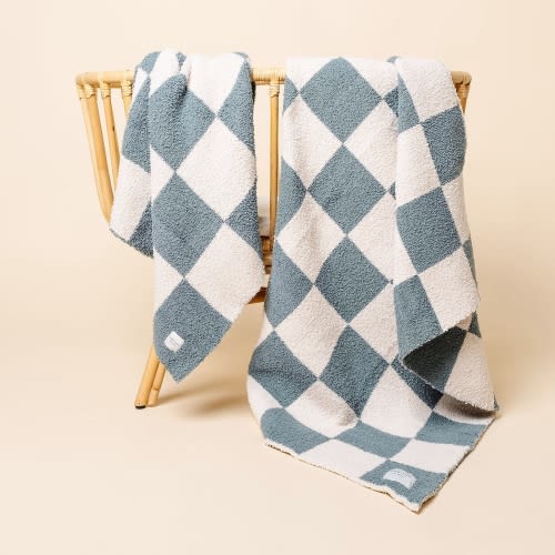 Chenille Blanket - Ocean Check - Small