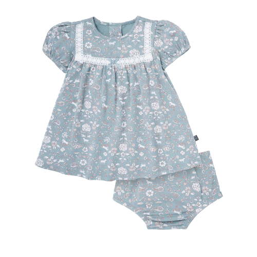 Modern Moments by Gerber Baby Girl Dress With Ribbon Lace and Diaper Cover Set, 2-Piece, Sizes 0/3 Months - 24 Months