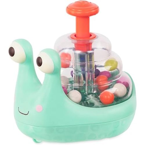 B. toys – Light Up Snail Ball PopperBaby Toy with Glowing Effects & Easy– Grip Handle – Interactive Educational Toy for Motor Skills Development – Colorful Baby Toys for 10+ Months