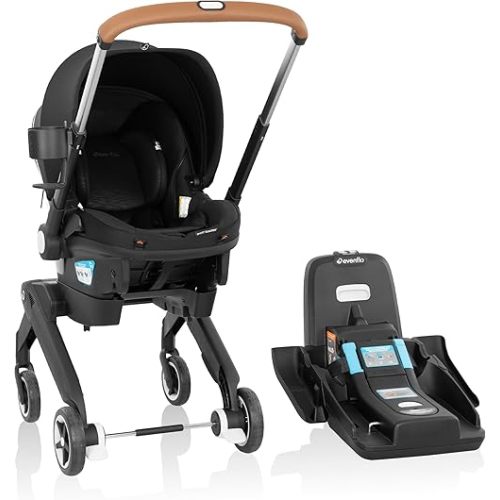 Evenflo Gold Shyft DualRide Infant Car Seat Stroller Combo w Carryall Storage & Extended Canopy - Onyx Black