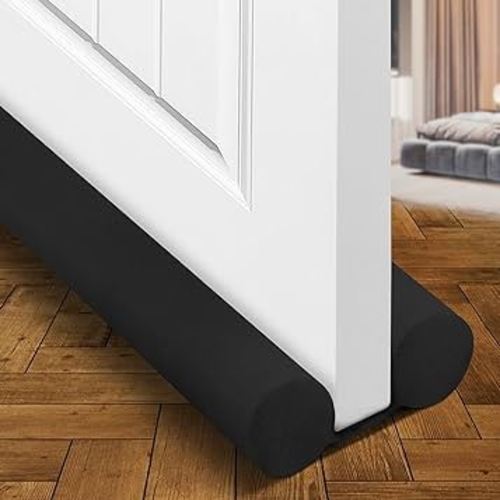 Holikme Door Draft Stopper Weather Stripping Window Breeze Blocker Adjustable Door Sweeps, Black