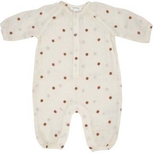 Cashew Polka Dot Peasant Romper, Cream (6-12 mo)