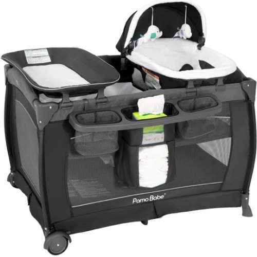 Amazon.com : Pamo Babe Playard Deluxe Nursery Center, Foldable Playpen for Baby & Toddler, Bassinet, Mattress, Changing Table for Newborn (Grey) : Baby
