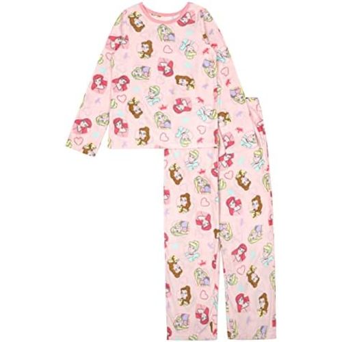 Disney Girls' 2-Piece Loose-fit Set, Princess Pajamas, Soft & Cute for Kids