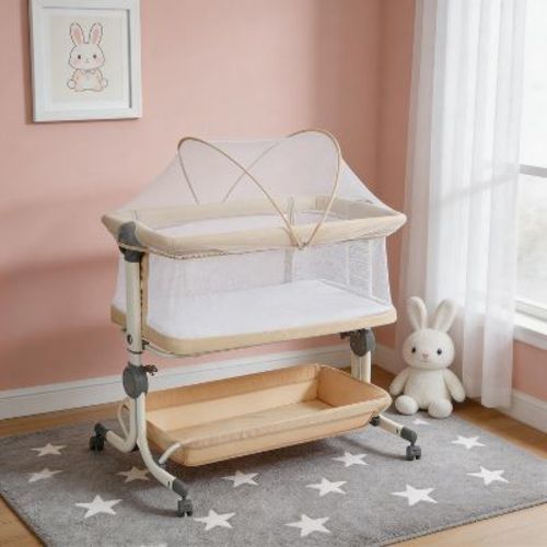 Portable 3-in-1 Baby Bassinet Bedside Sleeper with Wheels, 6-Height Adjustable Infant Travel Crib with Mosquito Net, Mesh Sides & Storage Basket : Target