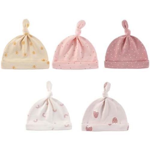 5 Pack Unisex New Born Boy Girls Hats Sets Cotton Soft Infant Accessory Caps 0-6 Months Baby Essentials