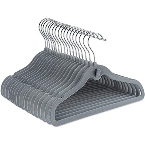Baby Hangers, 50 Pack Childrens Velvet Hangers - Baby Clothes Hangers Non Slip Velvet with Rotatable Hook,12Inch space saver Cascading Velvet Hangers, (Grey) - Gray