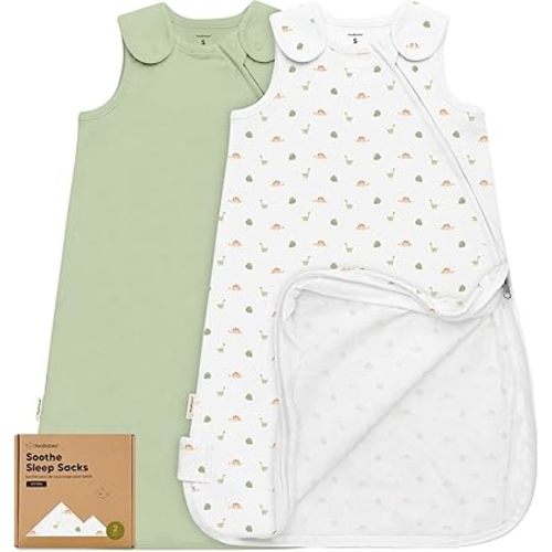 2-Pack Organic Baby Sleep Sacks, 100% Cotton - Soft & Breathable 0.5TOG Baby Wearable Blanket, Toddler Sleeping Sack 0-6 Months, Easy to Wear Transitional Swaddles for Newborns, Infants(Roarsome, S)