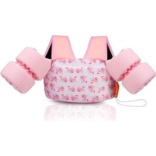 MoKo Toddler Swim Vest for Kids, 20-50 lbs/22-66 lbs Clearance Swim Arm Band Cartoon Swimming Wings Pool Float Vests Sleeves Shoulder Straps Arm Floaties for Children Learn to Swim