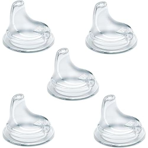 NUK Replacement Silicone Spout for Select NUK Cups, Spill-Proof, Soft Spout, Dishwasher-Safe, BPA-Free, Clear, Pack of 5