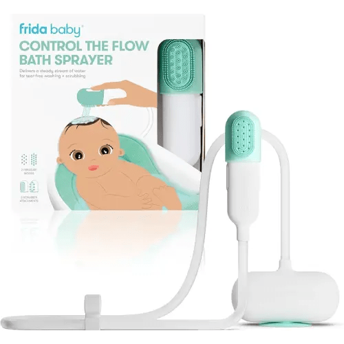 Frida Baby Control The Flow Bathtub Sprayer Attachment for Baby Bathtub, Baby Bath Shower Head with Scalp Massager, Control Waterflow with 2 Pressure Modes