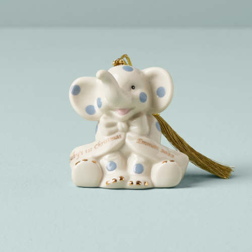 Baby's First Christmas Blue Elephant Ornament