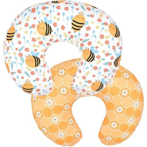 Ultra Soft Nursing Pillow Cover Multi-Use Breastfeeding Pillow Slipcovers Fits On Standard Infant Nursing Pillows, Bees