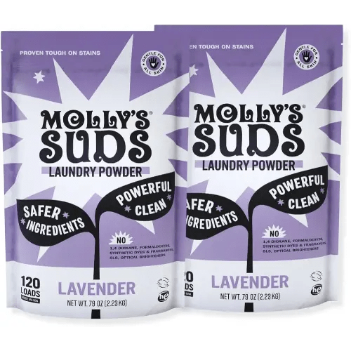 Molly's Suds Original Laundry Detergent Powder | Clean Laundry Detergent Powder for Sensitive Skin | Simple, Effective Ingredients, Stain Fighting | 240 Loads (Lavender)