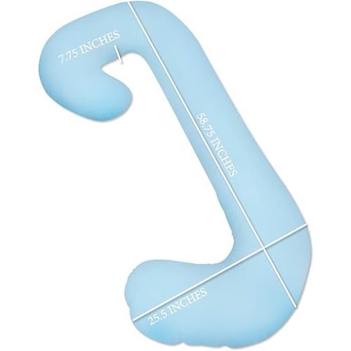 Leachco Snoogle® Supreme │ Total Body Pregnancy/Maternity Pillow │ with a Zippered Removable Cover - Cool Blue