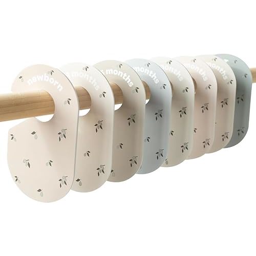 3 Sprouts Baby & Toddler Hanger Closet Dividers Set of 8 - Durable Baby Clothes Organizer, Nursery Closet Organization for Baby Clothing by Size or Age from Infant to Toddler Boy & Girl - Olive