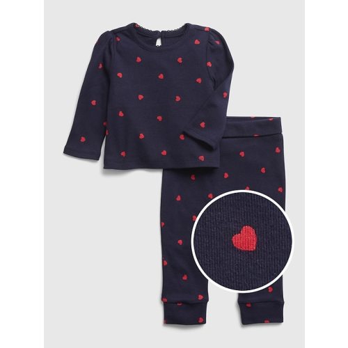 Baby 100% Organic Cotton Outfit Set in moonless night heart, size: 12-18 M