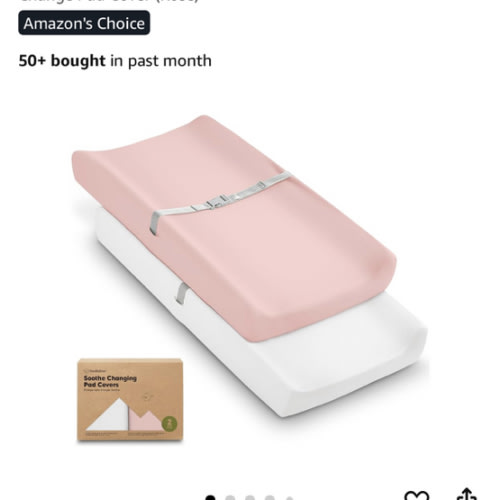 2-Pack Organic Changing Pad Covers for Girl, Boy, Neutral - 100% Cotton Changing Table Pad Cover, Soft Baby Nursery Diaper Changing Pad Sheets, Contour Changing Pads Liners, Change Pad Cover (Rose)