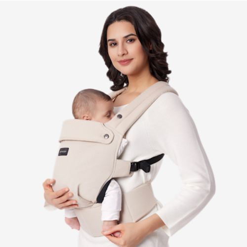 Momcozy Baby Carrier - Ergonomic, Cozy and Lightweight Carrier for 7-44lbs, Effortless to Put On, Ideal for Hands-Free Parenting, Enhanced Lumbar Support, Purehug for Infant to Toddler, Khaki