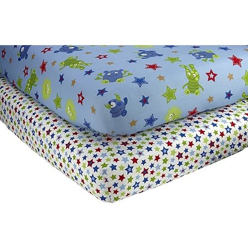Little Bedding by NoJo Monster Babies - 2 Count Crib Sheet Set