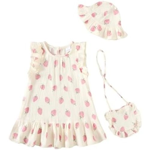 SODLON Infant Baby Girl Dress Summer Clothes Ruffle Sleeveless Dresses Casual Linen Floral Sundress for Toddler Girls