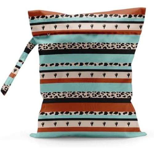 Wet Bag, Reusable Wet Dry Bag for Travel, Stroller, Beach, Swimsuits, Gym, Diapers, Western Style