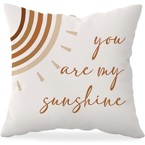HONLUNG Boho Baby Nursery Decor Throw Pillow Covers, You are My Sunshine Pillow Covers 18x18, Decor for Nursery Boho Room Baby Room