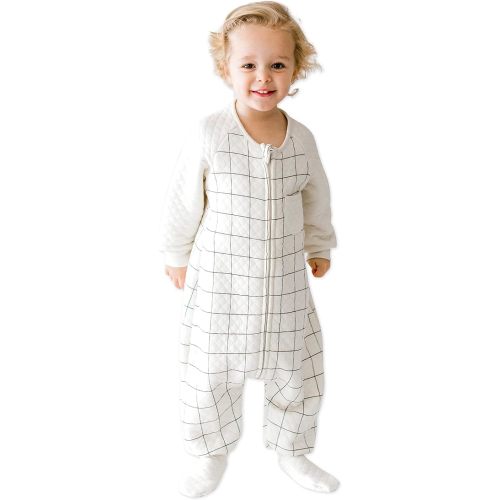 Tealbee Dreamsie: Toddler Sleep Sack with Long Sleeves and Footies 12m 2T - 0.8 TOG Baby Wearable Blanket for Walkers - Rayon made from Bamboo, Organic Cotton - Checkered