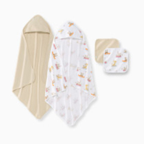 Burt's Bees Baby Organic Hooded Towel and Washcloth Set - Friend Ship, 0-9 Months